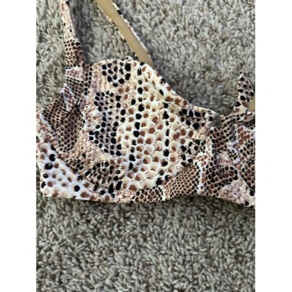 Vitamin A Womens Wired Snake Print Swim Top Beach Size 8 Medium Tie Back - Picture 3 of 14